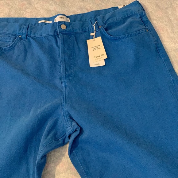 Women Mango Nora Button Fly Wide Leg Flared High Rise Jeans Blue 20 NWT - Picture 9 of 10